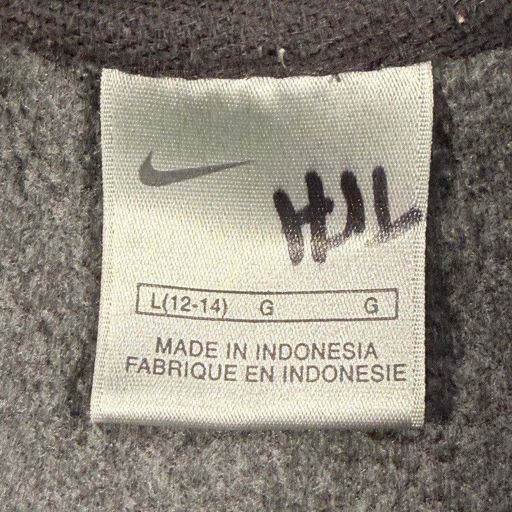 Nike Hoodie Youth Large 12-14 Gray Fleece Pullover Swoosh‎ Logo Sweatshirt - Picture 4 of 5